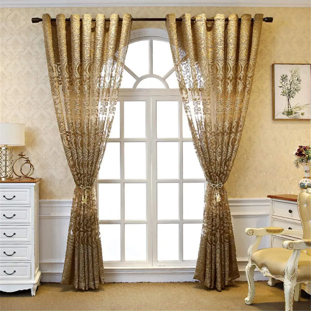 NewWPKIRA European Floral Embroidery Sheer Curtain 259cm (102") | Light Filtering Grommet Top Panel - view 4
