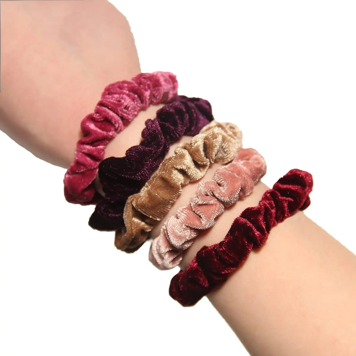 LFOUVRE Small Velvet Scrunchies (7cm/2.7in), 10-Pack Mini Thin Elastic Hair Ties | Gentle Hold for All Hair Types - view 8