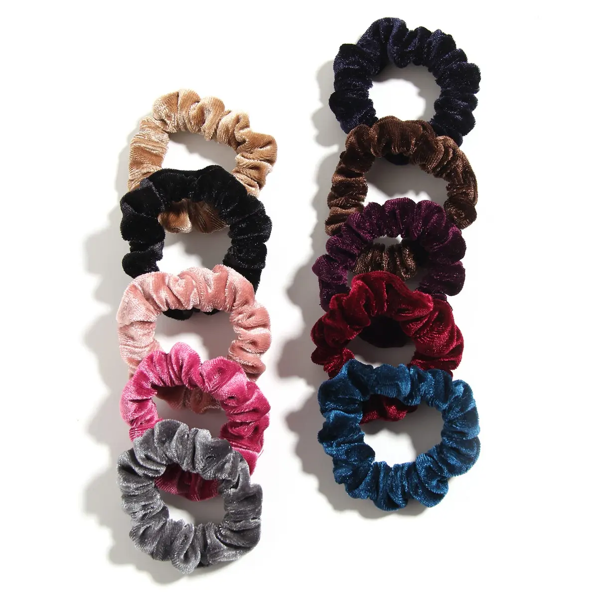 LFOUVRE Small Velvet Scrunchies (7cm/2.7in), 10-Pack Mini Thin Elastic Hair Ties | Gentle Hold for All Hair Types - view 2