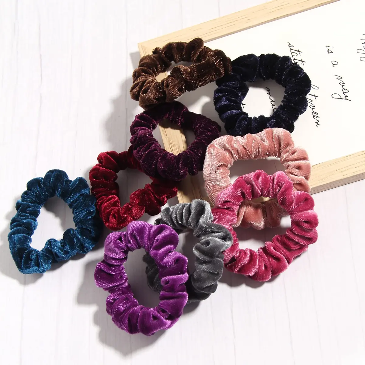 LFOUVRE Small Velvet Scrunchies (7cm/2.7in), 10-Pack Mini Thin Elastic Hair Ties | Gentle Hold for All Hair Types - view 4