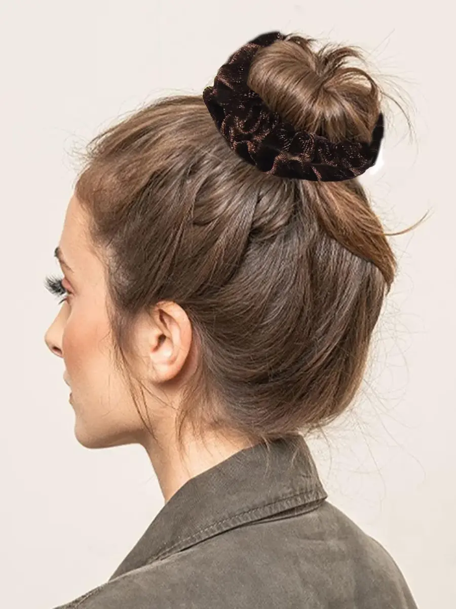 LFOUVRE Small Velvet Scrunchies 10-Pack | Mini Thin Elastic Hair Ties for Thick and Thin Hair, Coffee - view 8