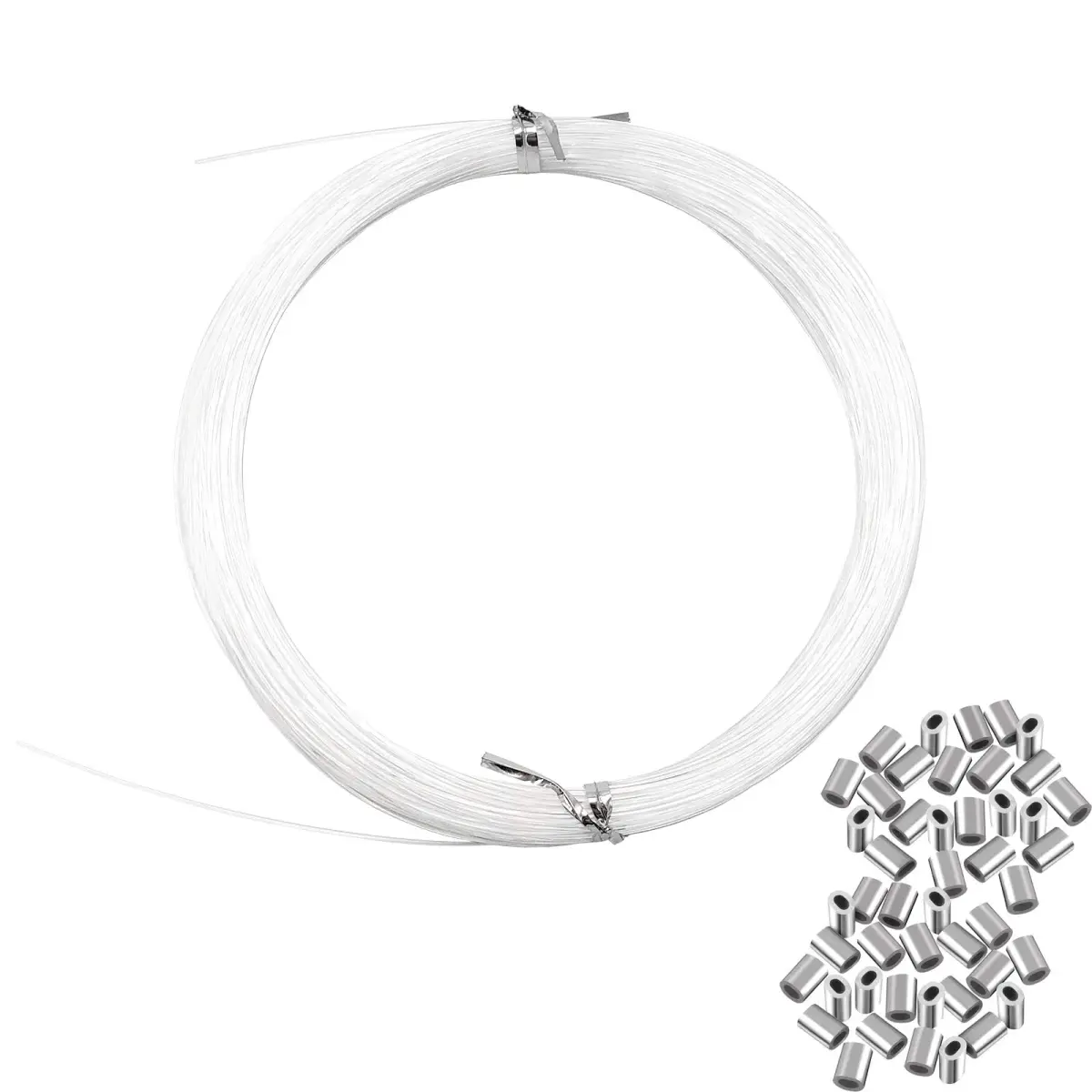 Cerpourt Clear Invisible Hanging Wire with Crimping Sleeves, 28.35 g (0.06 lbs) | Supports Up to 60 lbs - main product image