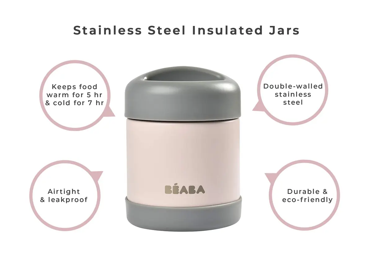 Béaba Stainless Steel Insulated Food Jar 10 oz | Kids Thermos, Leakproof, Keeps Food Hot & Cold - view 4
