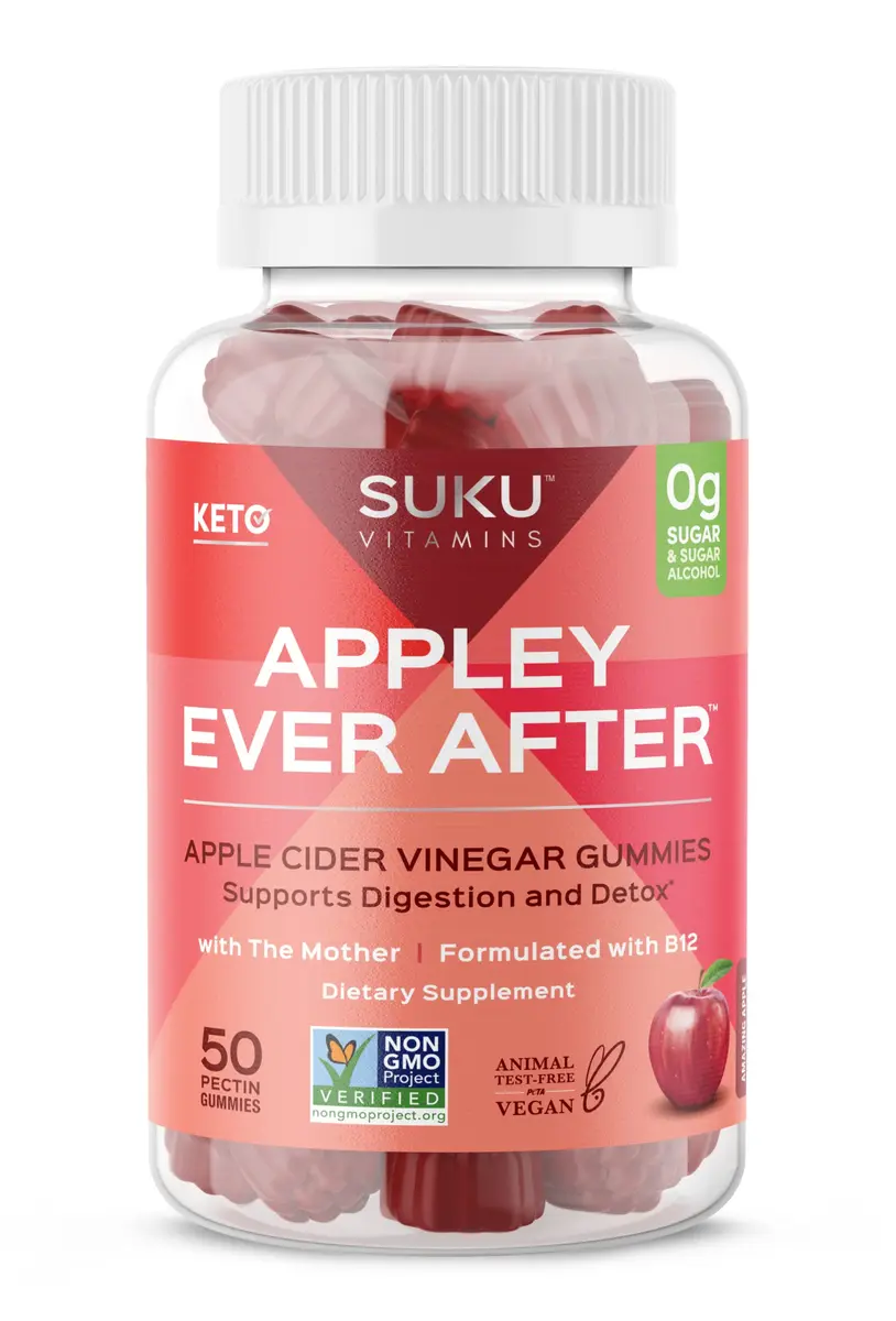 SUKU Apple Cider Vinegar Gummies with Mother, 1020mg, Sugar Free | Supports Gut & Immune Health - main product image