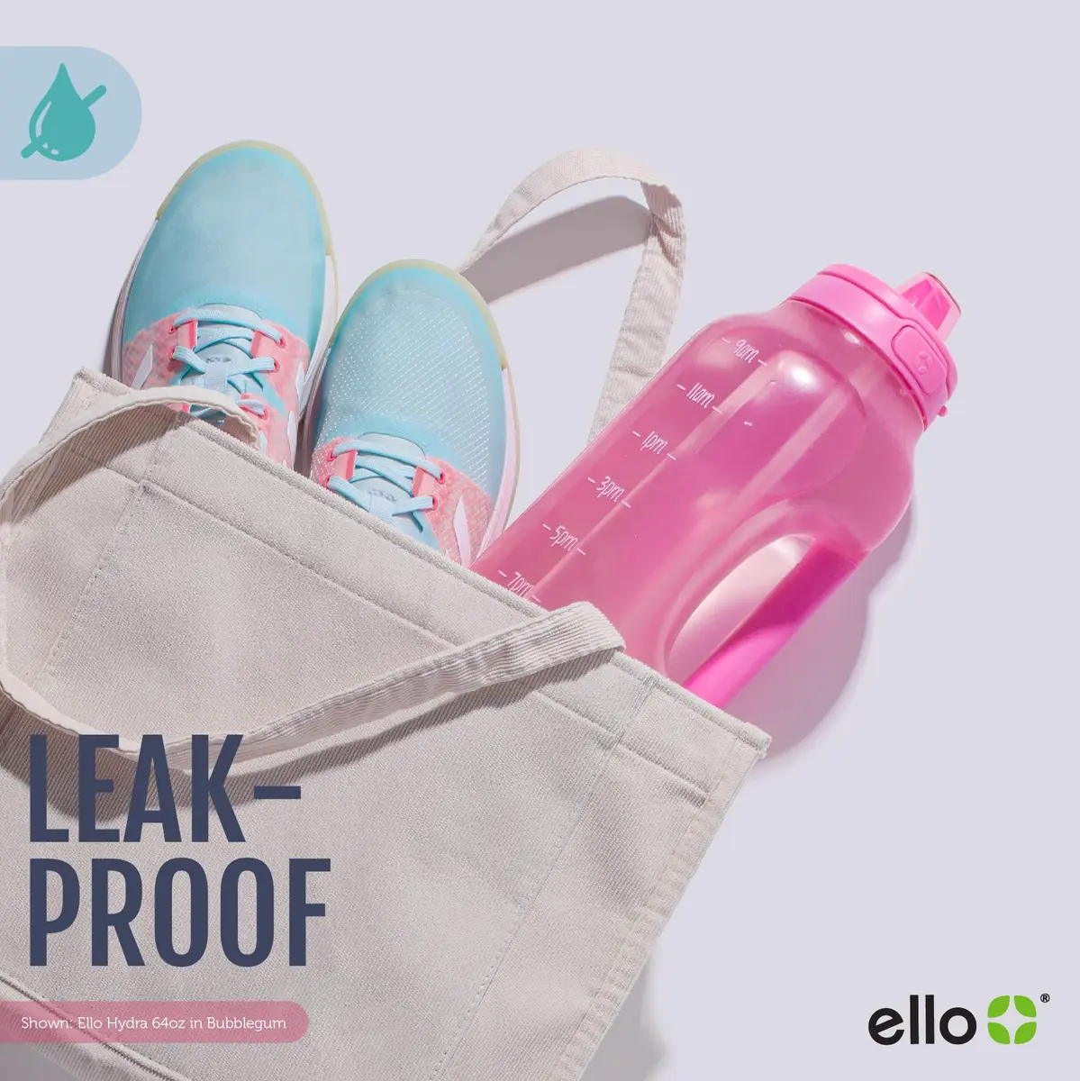 Ello Hydra 64oz BPA-Free Plastic Water Jug with Time Markers, Yucca | Large Capacity Hydration Bottle with Leakproof Flip Lid - view 4