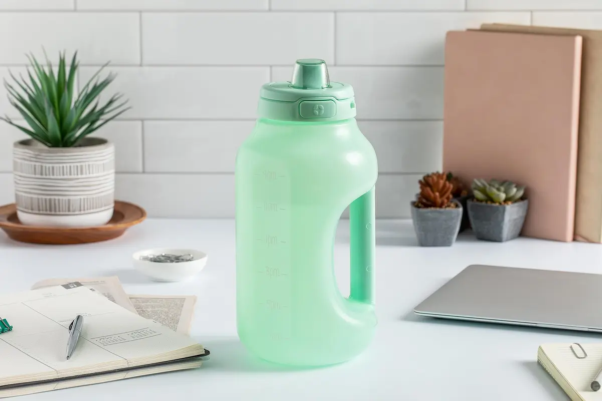 Ello Hydra 64oz BPA-Free Plastic Water Jug with Time Markers, Yucca | Large Capacity Hydration Bottle with Leakproof Flip Lid - view 7