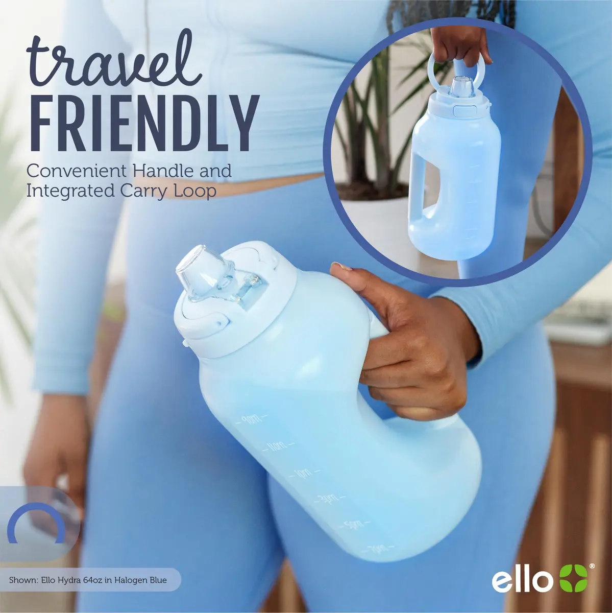 Ello Hydra 64oz Water Jug with Handle & Motivational Markers | Leak-Proof BPA-Free Plastic Bottle - view 5