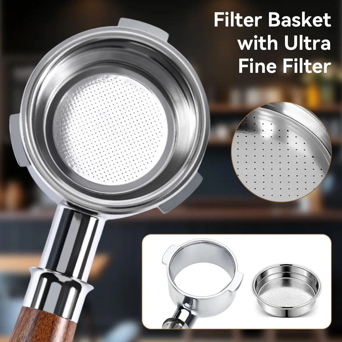 Agatige 51mm Single Cup Filter Basket for Espresso Machines | Stainless Steel Reusable Coffee Filter - view 6