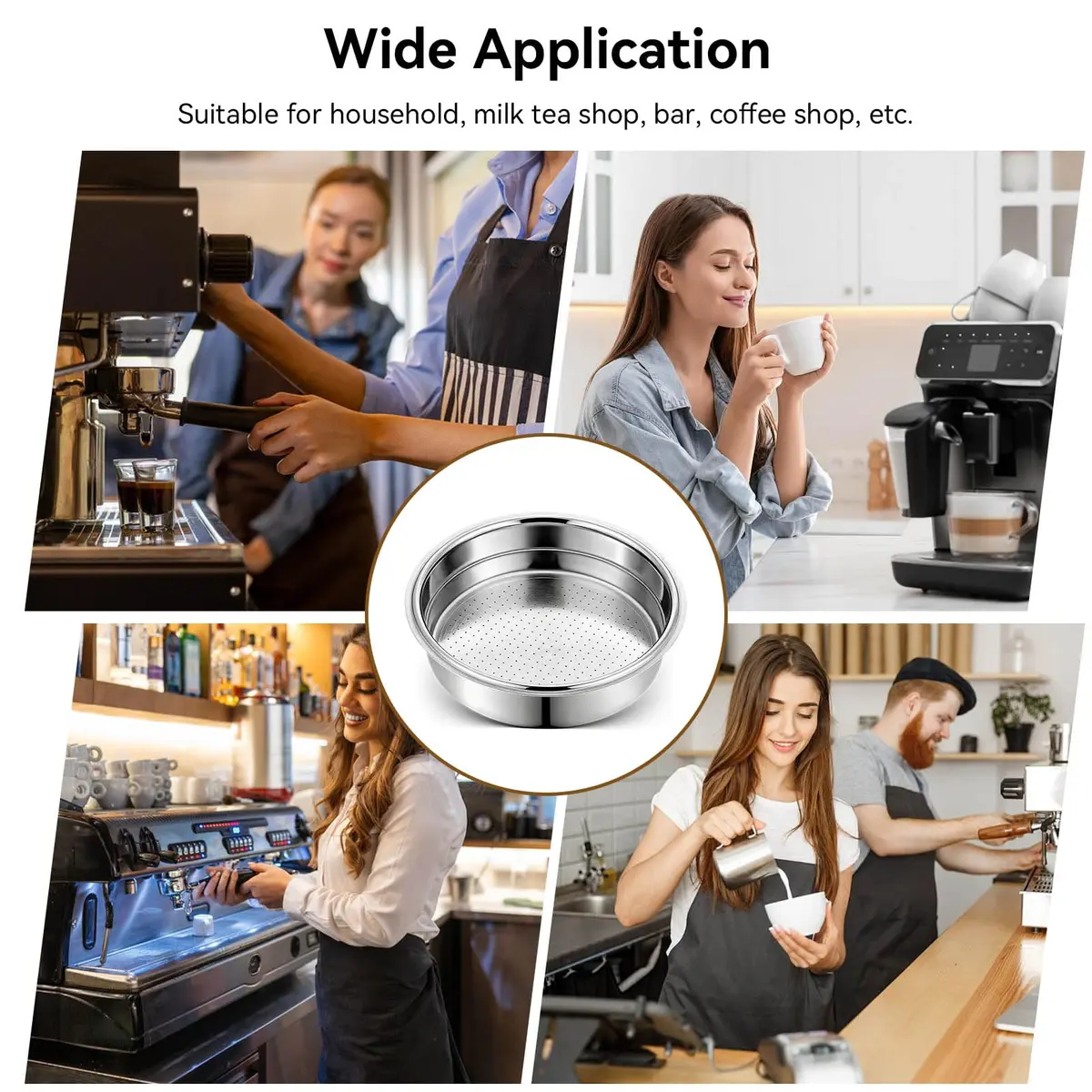 Agatige 51mm Single Cup Filter Basket for Espresso Machines | Stainless Steel Reusable Coffee Filter - view 7
