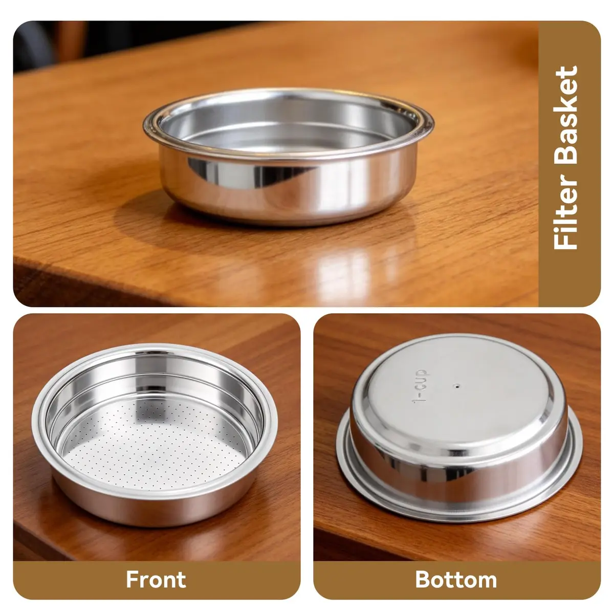 Agatige 51mm Single Cup Filter Basket for Espresso Machines | Stainless Steel Reusable Coffee Filter - view 8