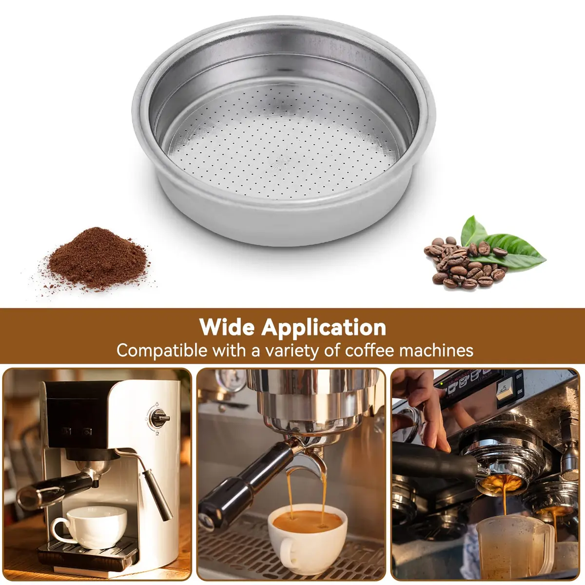 Agatige 51mm Single Cup Filter Basket for Espresso Machines | Stainless Steel Reusable Coffee Filter - view 9