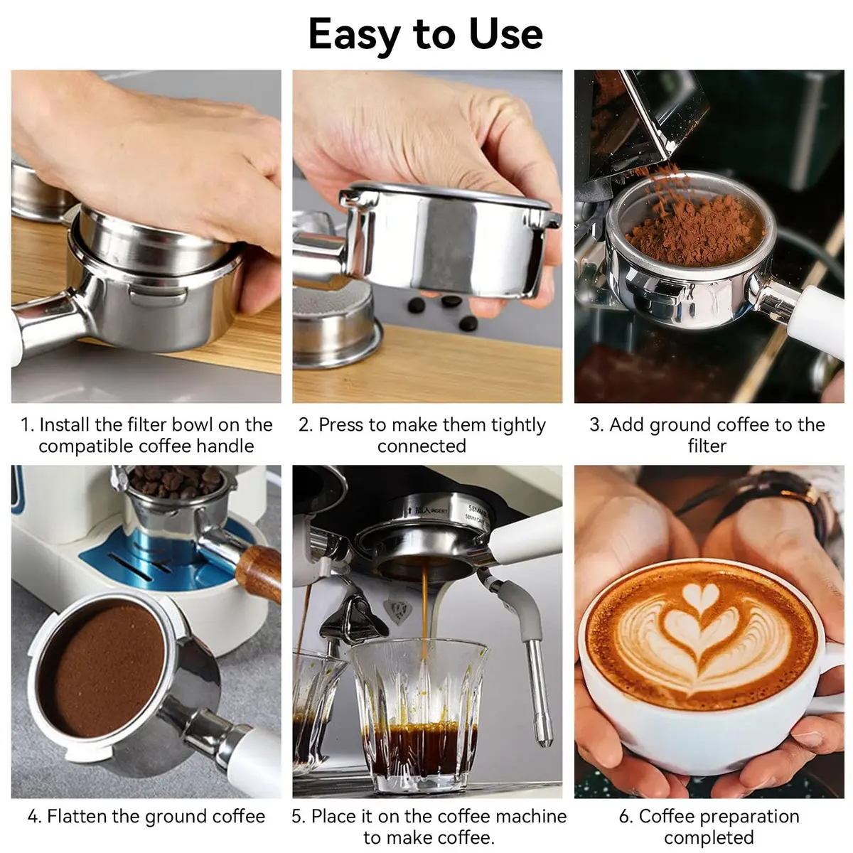 Agatige 51mm Single Cup Filter Basket for Espresso Machines | Stainless Steel Reusable Coffee Filter - view 3