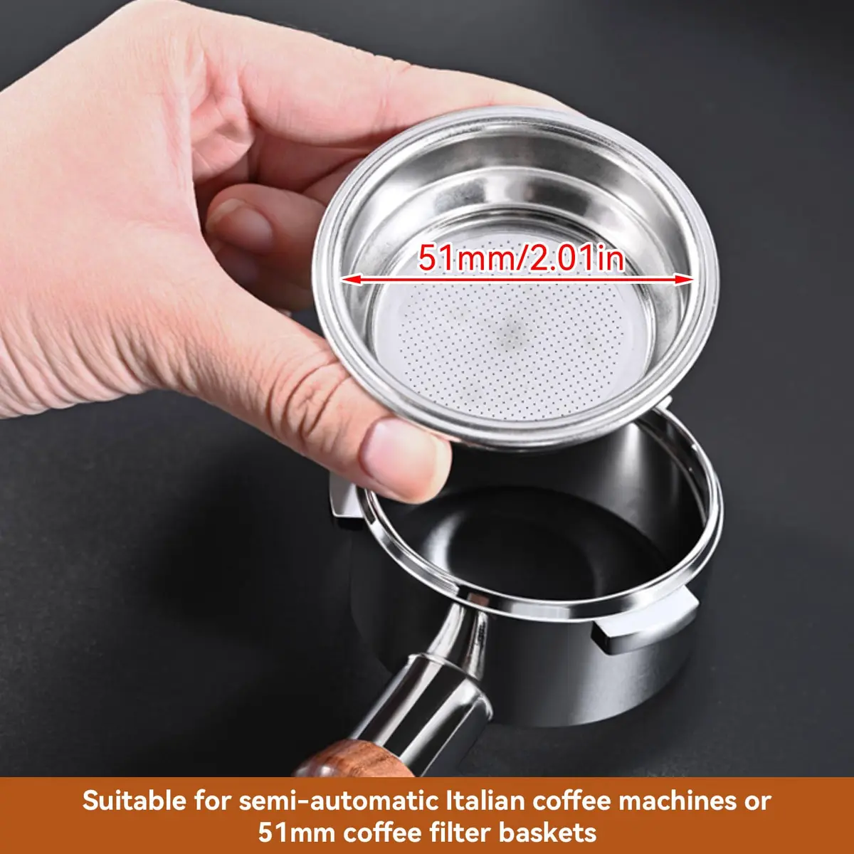 Agatige 51mm Double Layer Stainless Steel Coffee Filter Basket for Espresso Machines (Double Cup) - view 5