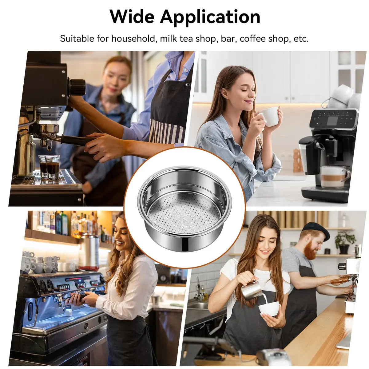 Agatige 51mm Double Layer Stainless Steel Coffee Filter Basket for Espresso Machines (Double Cup) - view 7