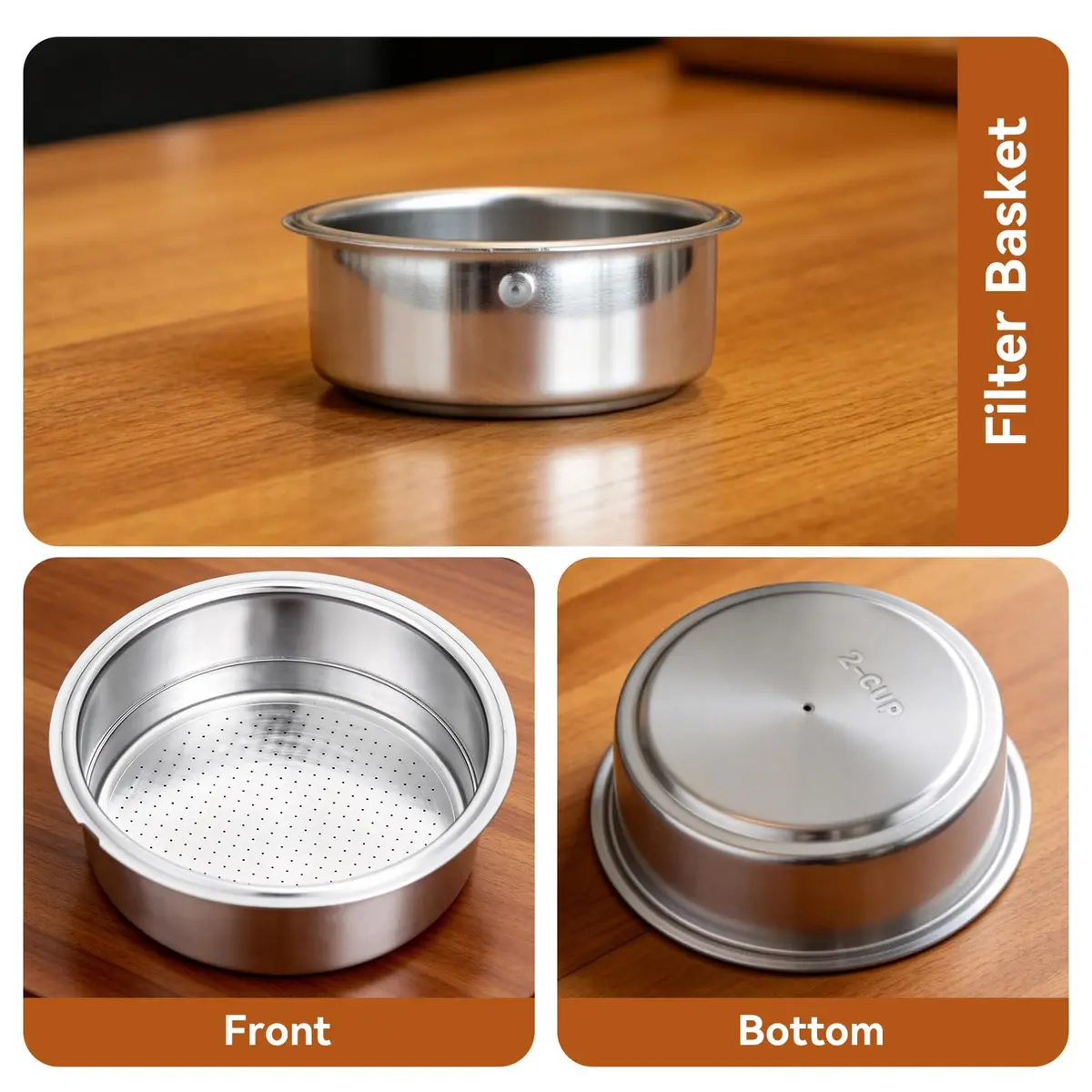 Agatige 51mm Double Layer Stainless Steel Coffee Filter Basket for Espresso Machines (Double Cup) - view 8