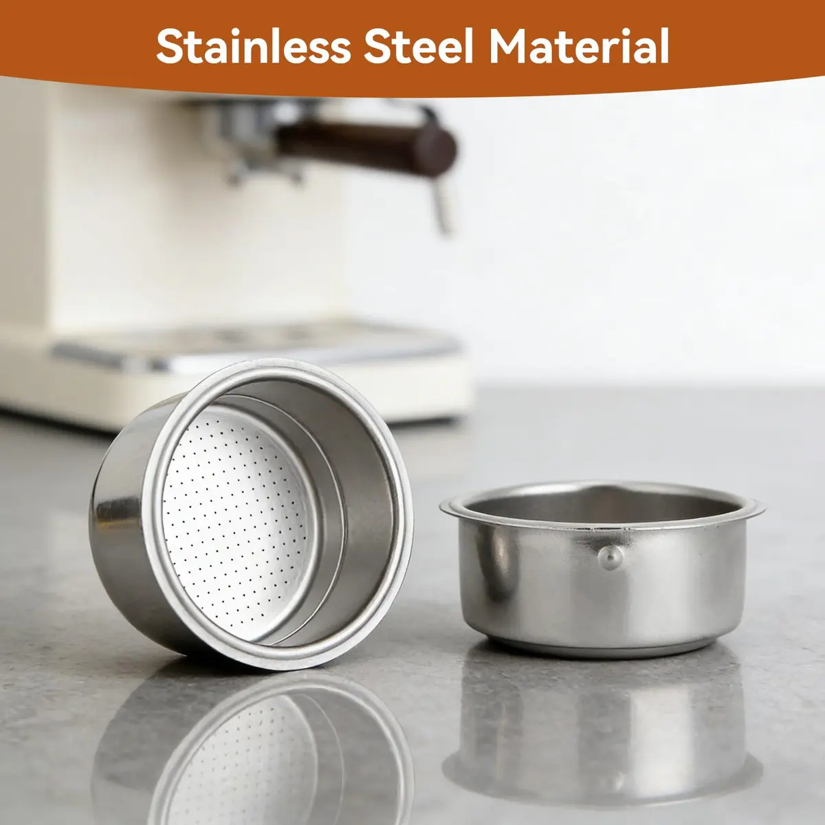 Agatige 51mm Double Layer Stainless Steel Coffee Filter Basket for Espresso Machines (Double Cup) - view 3