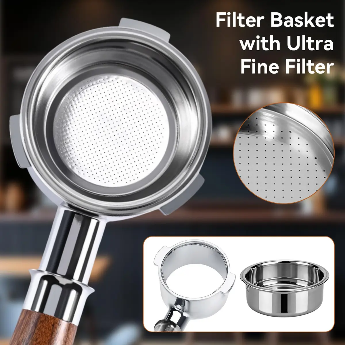 Agatige 51mm Double Layer Stainless Steel Coffee Filter Basket for Espresso Machines (Double Cup) - view 4