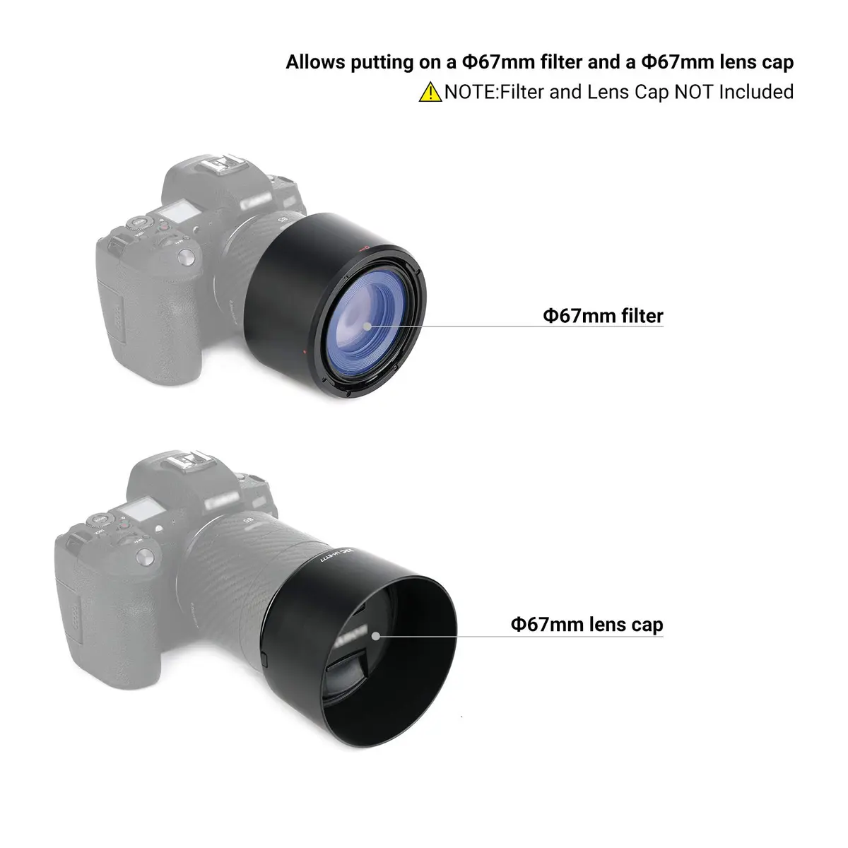 JJC Lens Hood for Canon RF 85mm f/2 Macro IS STM Lens | Reversible ET-77 Replacement with 67mm Filter & Cap Compatibility - view 3