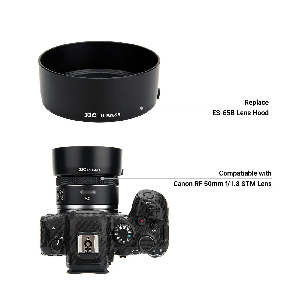 JJC Lens Hood for Canon RF 50mm F1.8 STM, Reversible Shade for EOS R Cameras | 43mm Filter Compatible - view 6