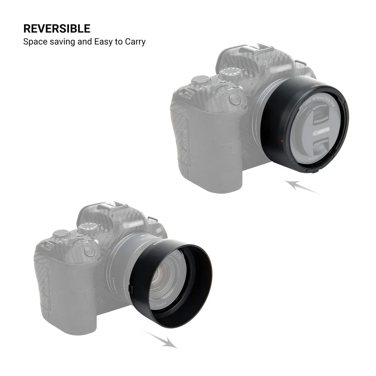 JJC Lens Hood for Canon RF 50mm F1.8 STM, Reversible Shade for EOS R Cameras | 43mm Filter Compatible - view 4