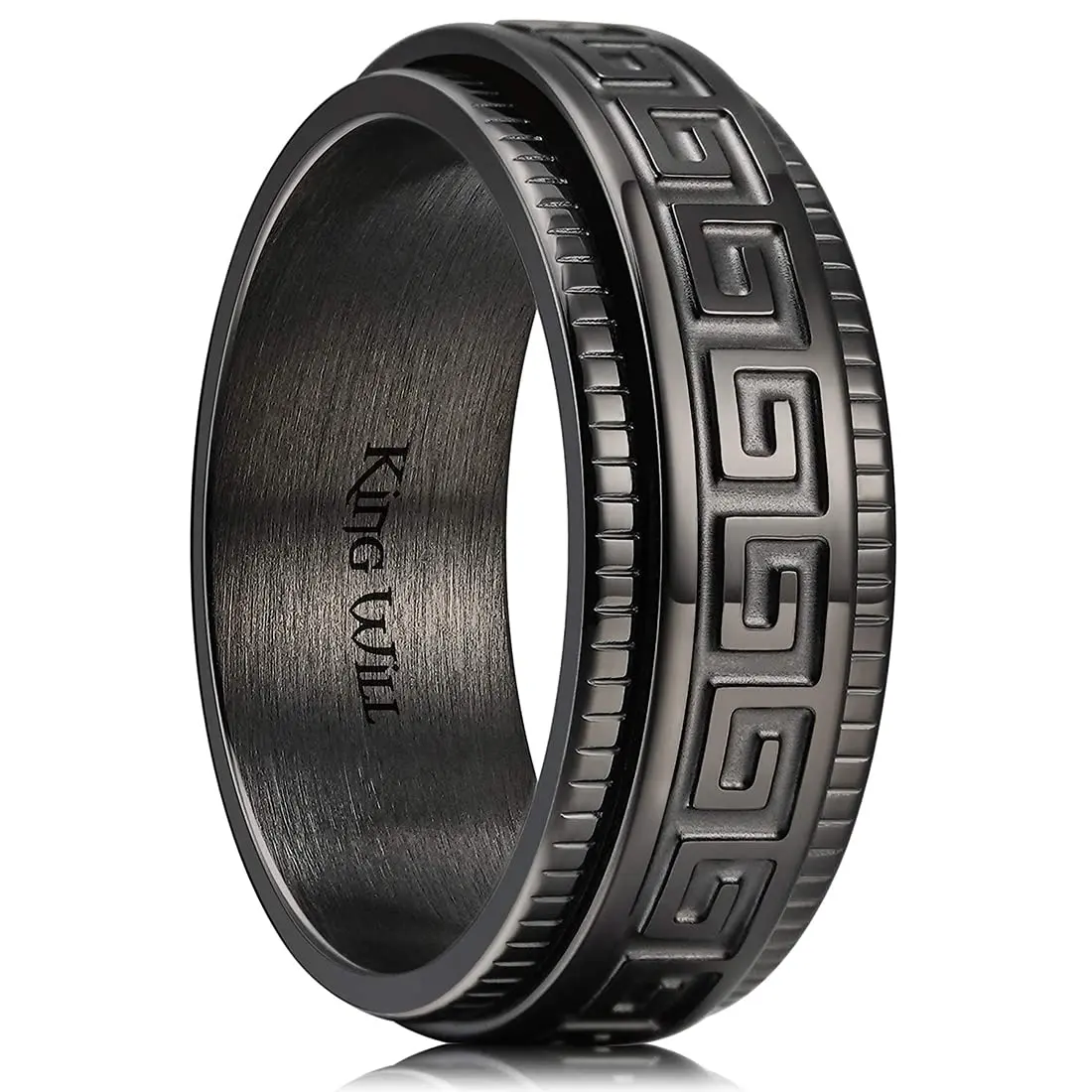 King Will Men Stainless Steel Ring 8mm Size 7 | Stress-Relief Fidget Spinner & Wedding Band - main product image