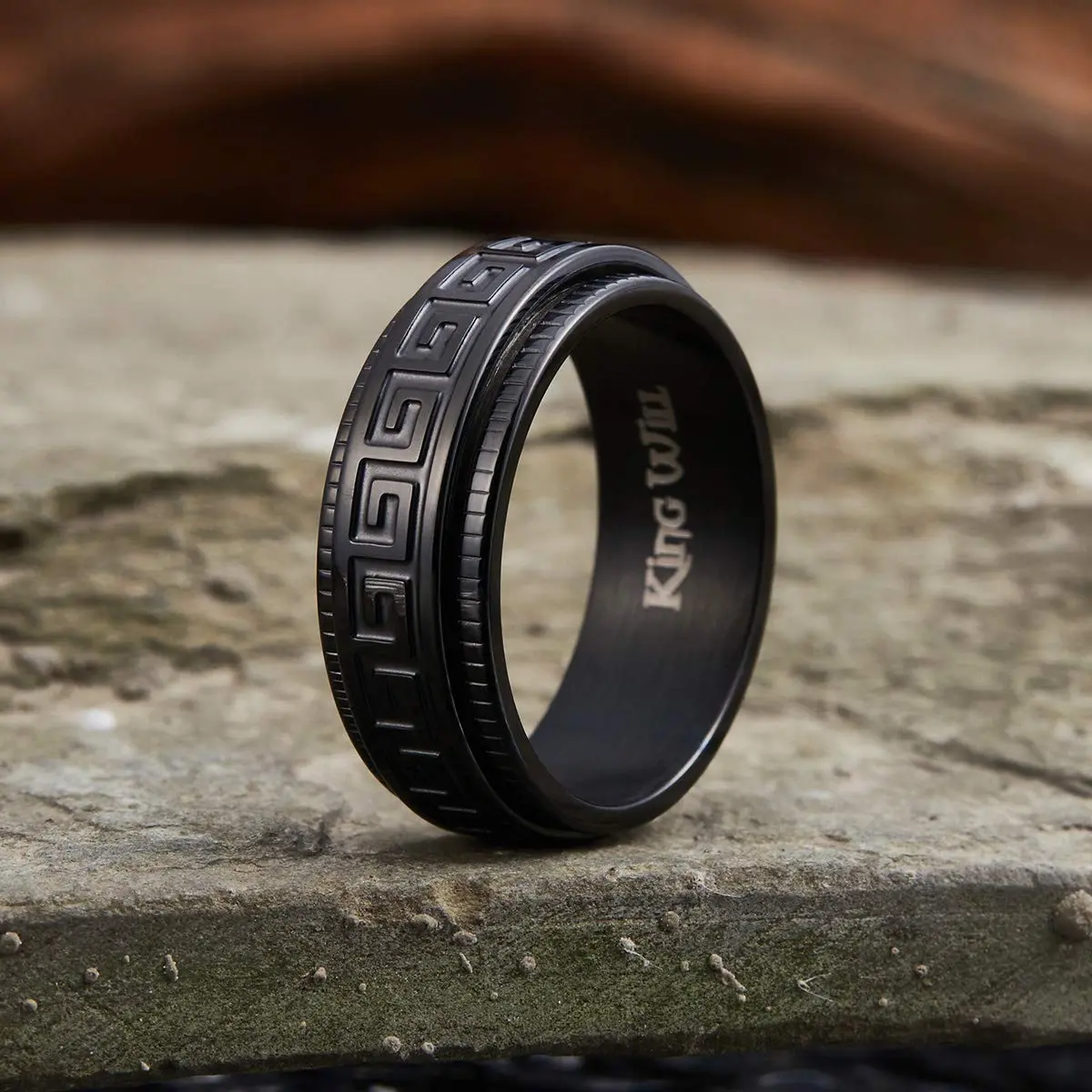 King Will Men Stainless Steel Ring 8mm Size 7 | Stress-Relief Fidget Spinner & Wedding Band - view 2
