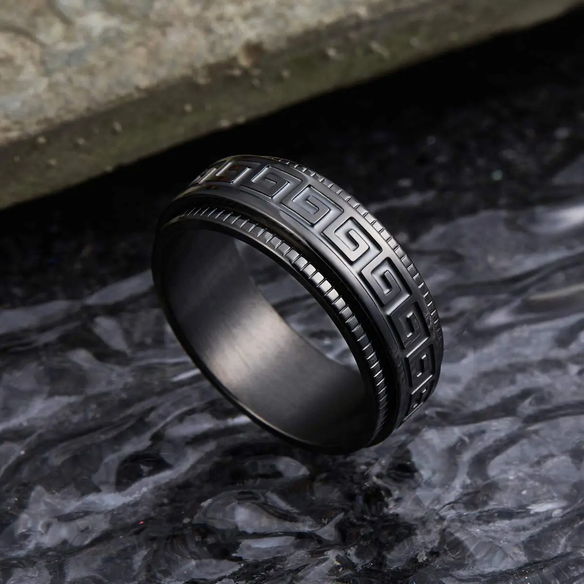 King Will Men Stainless Steel Ring 8mm Size 7 | Stress-Relief Fidget Spinner & Wedding Band - view 3