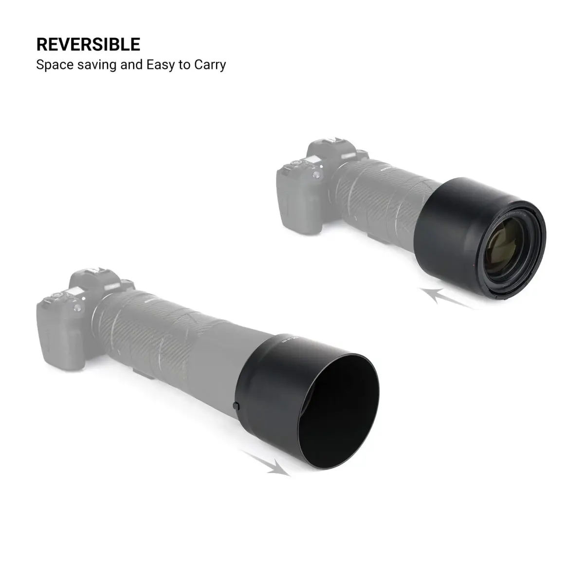 JJC Lens Hood for Canon RF 800mm f/11 IS STM & RF 200-800mm f/6.3-9 IS USM Lenses | Reversible ET-101 Replacement - view 5