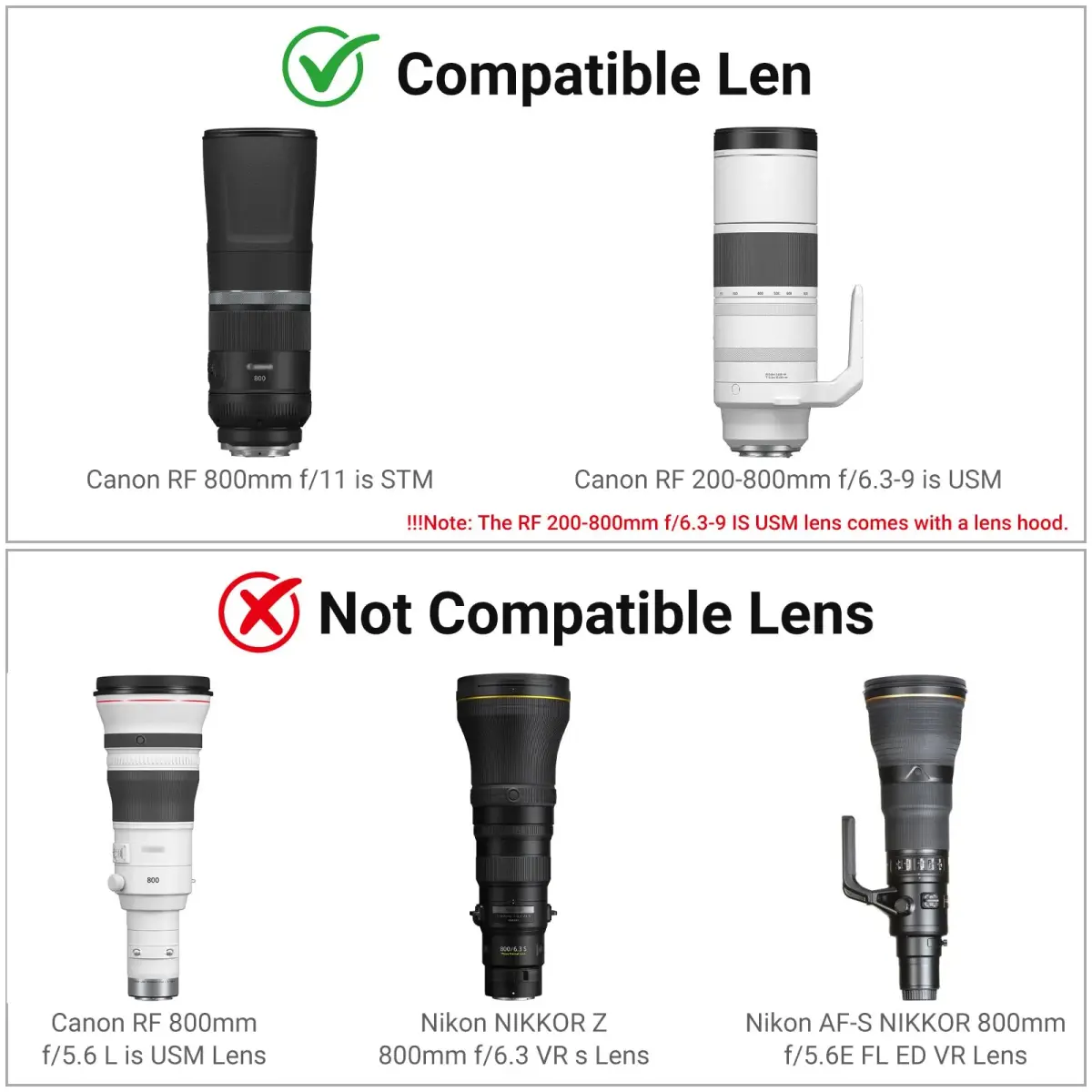 JJC Lens Hood for Canon RF 800mm f/11 IS STM & RF 200-800mm f/6.3-9 IS USM Lenses | Reversible ET-101 Replacement - view 3