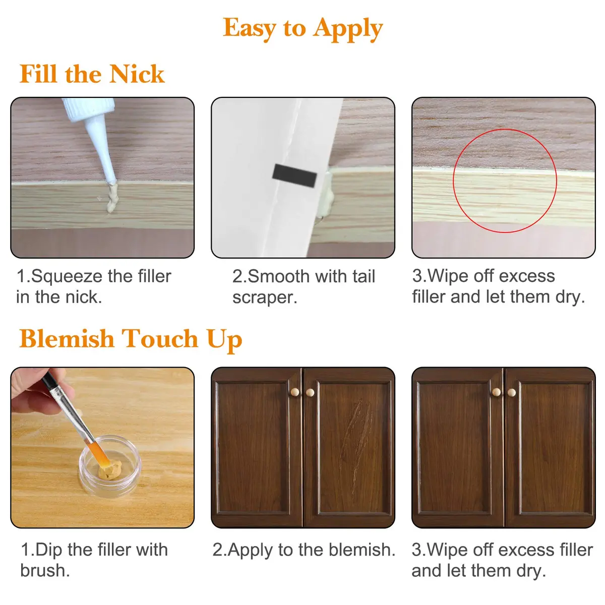 SEISSO Wood Furniture Repair Kit -Set of 50, 24 Colors Wood Touch up Fillers, Wood Repair Paint with Scraper and Brushes, Repair Scratches, Cracks, Stains, Hole - view 5