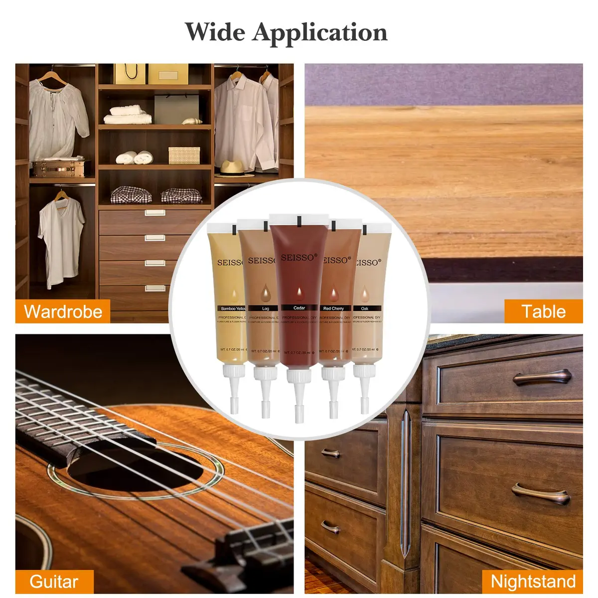 SEISSO Wood Furniture Repair Kit -Set of 50, 24 Colors Wood Touch up Fillers, Wood Repair Paint with Scraper and Brushes, Repair Scratches, Cracks, Stains, Hole - view 7