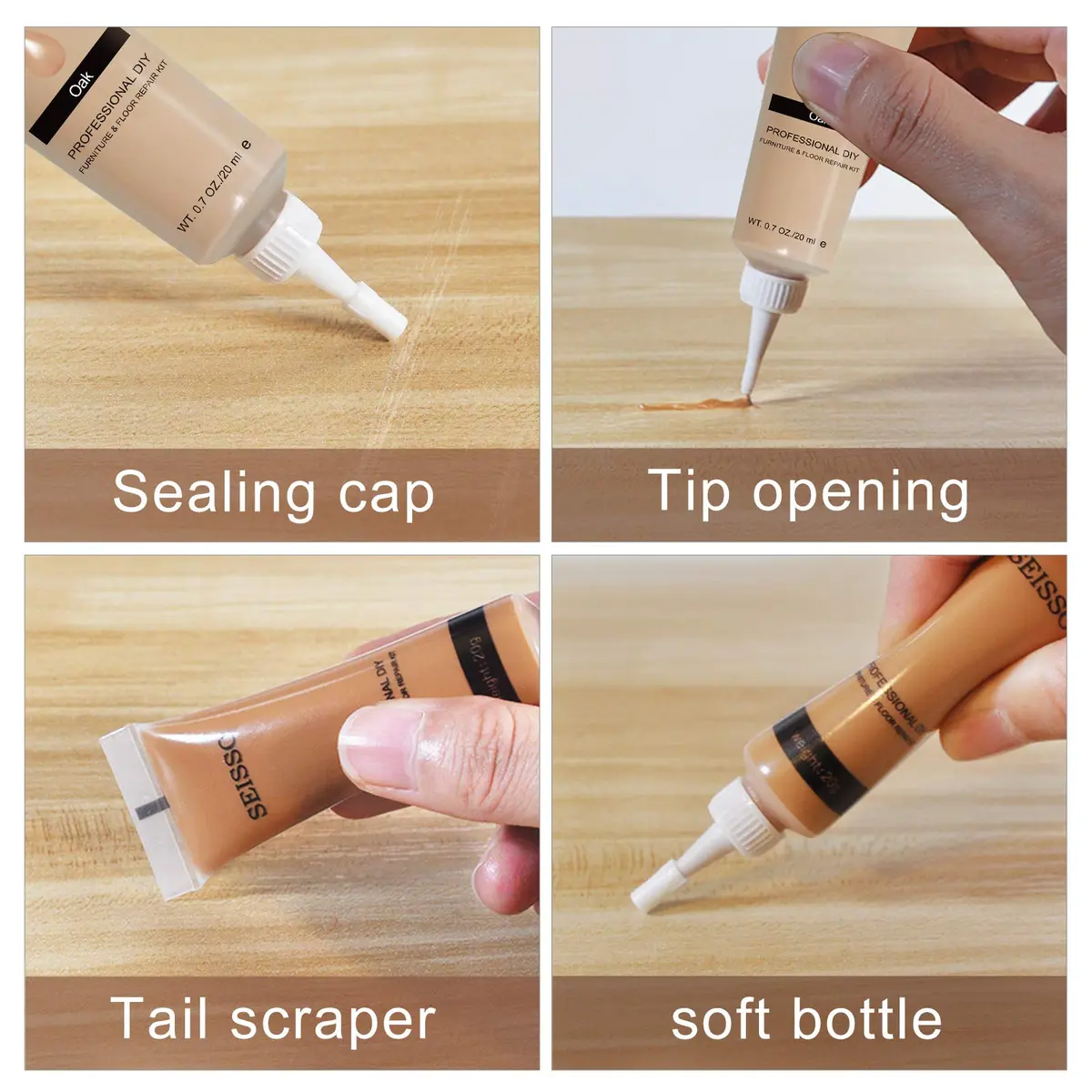 SEISSO Wood Furniture Repair Kit -Set of 50, 24 Colors Wood Touch up Fillers, Wood Repair Paint with Scraper and Brushes, Repair Scratches, Cracks, Stains, Hole - view 4