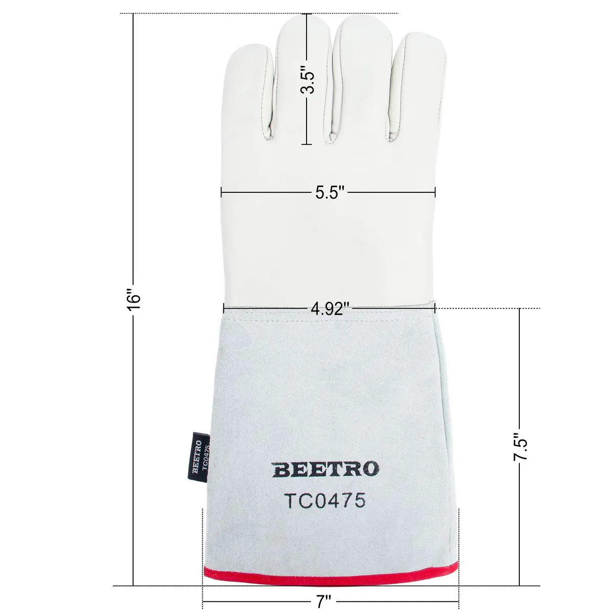 BEETRO Cryogenic Gloves for Liquid Nitrogen Handling -180°C (-292°F) 16 Inch (Pair) - view 2