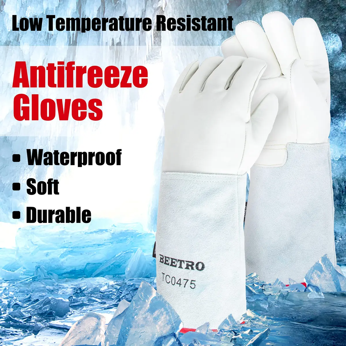 BEETRO Cryogenic Gloves for Liquid Nitrogen Handling -180°C (-292°F) 16 Inch (Pair) - view 3