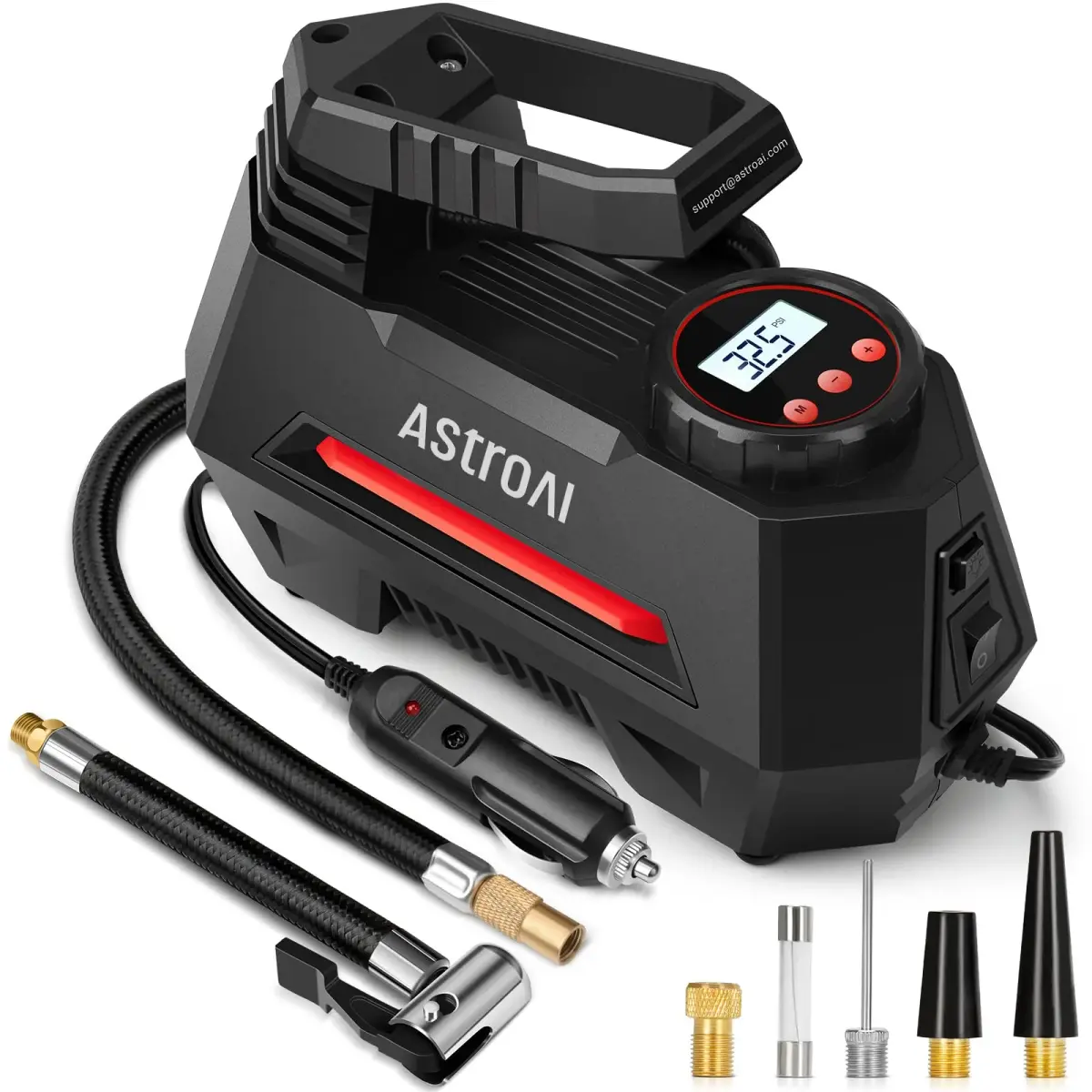 AstroAI AIRUN H Tire Inflator Portable Air Compressor 12V DC 35L/min | Fast Inflation for Car, Motorcycle, Bike Tires - main product image