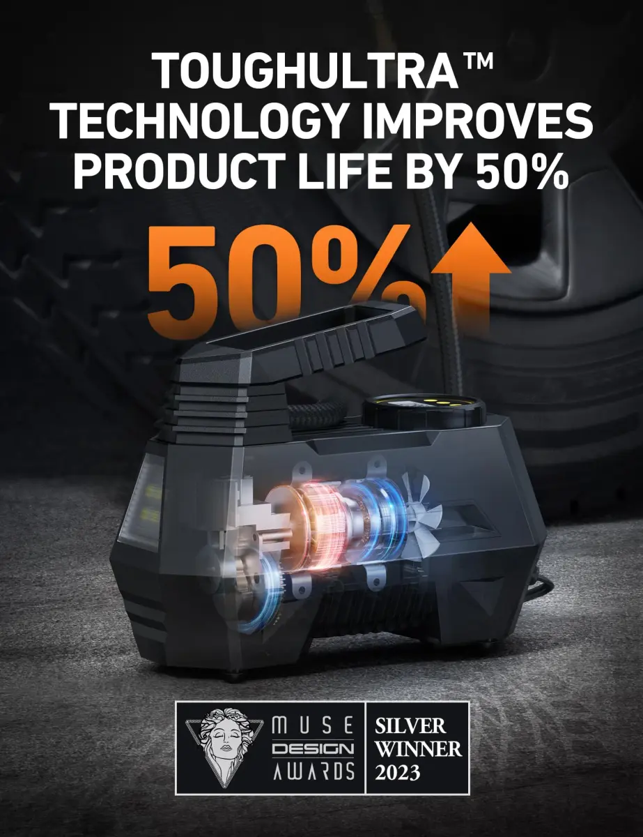 AstroAI AIRUN H Tire Inflator Portable Air Compressor 12V DC 35L/min | Fast Inflation for Car, Motorcycle, Bike Tires - view 5