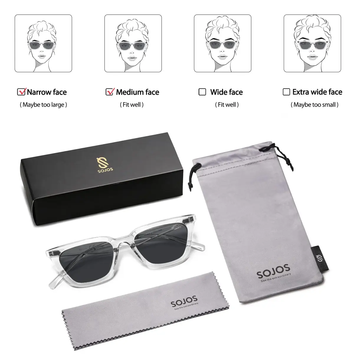 SOJOS Polarized Narrow Square Cateye Sunglasses SJ2169 51mm (2.01in) | UV400 Protection - view 6