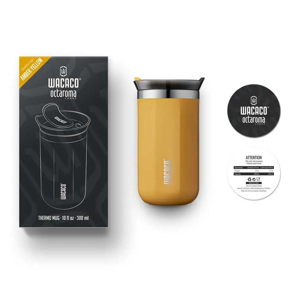 WACACO Octaroma Lungo Vacuum Insulated Coffee Mug 300ml | Travel Stainless Steel Tumbler with Leak-Proof Lid - view 8