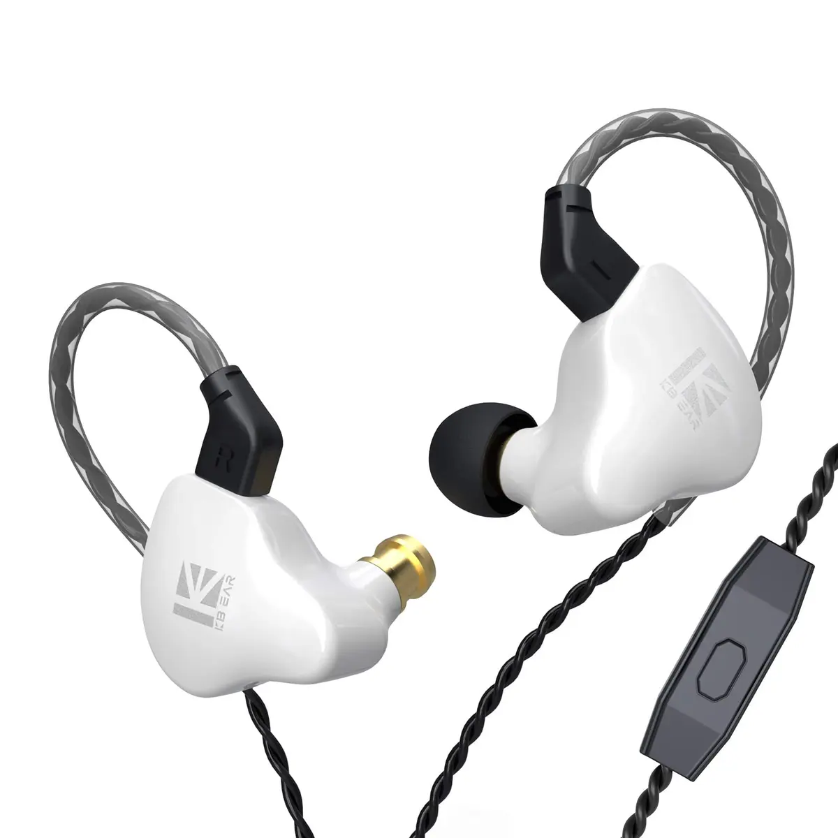 YINYOO KBEAR KS1 Wired Earbuds in Ear Monitor with Noise Canceling, High-Resolution Sound, Dual Magnetic Circuit, Tangle-Free Cable, White | Immersive Audio - main product image