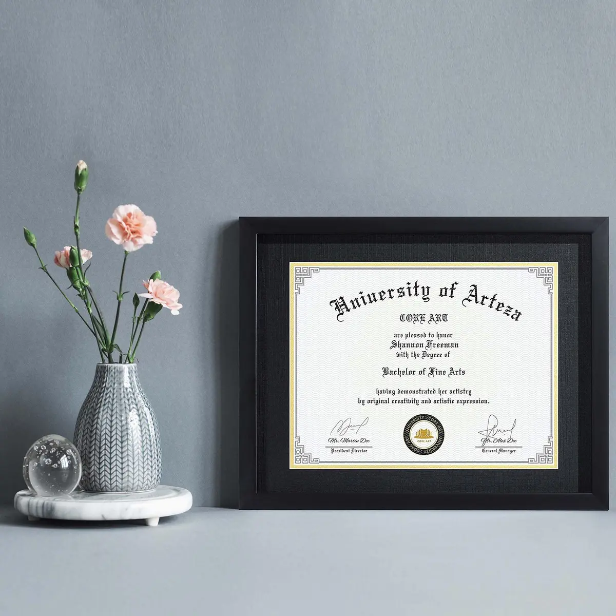 CORE ART Black 11x14 Inch (28x35.5 cm) Diploma Frame 2-Pack | Mat for 8.5x11 Inch (21.5x28 cm) Certificates - view 2