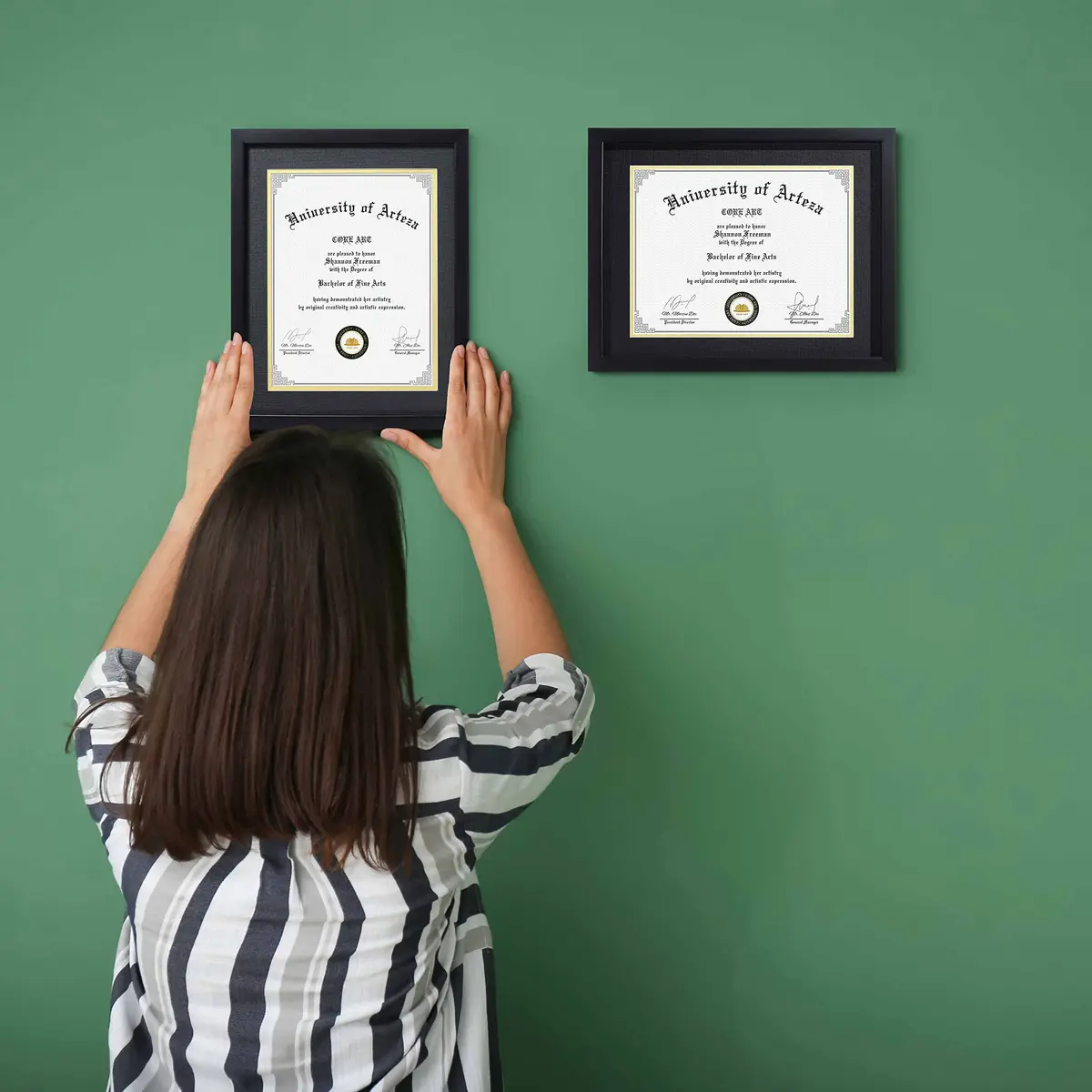 CORE ART Black 11x14 Inch (28x35.5 cm) Diploma Frame 2-Pack | Mat for 8.5x11 Inch (21.5x28 cm) Certificates - view 3