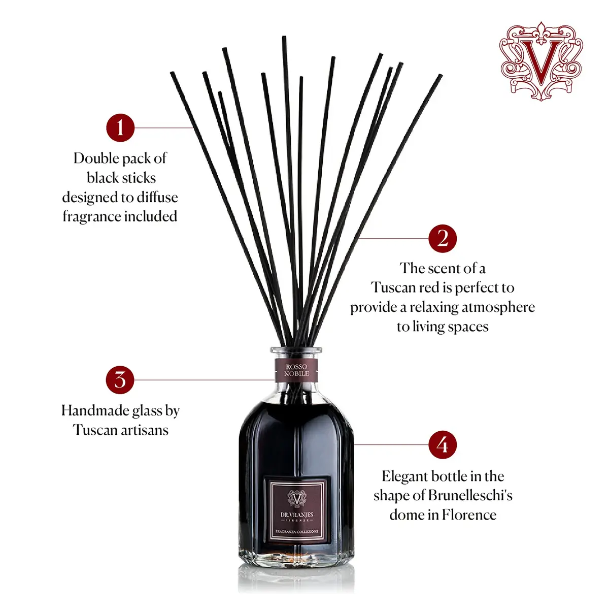 Dr. Vranjes Rosso Nobile Aroma Diffuser 250 ml | Fruity, Elegant, Italian Home Fragrance - view 2
