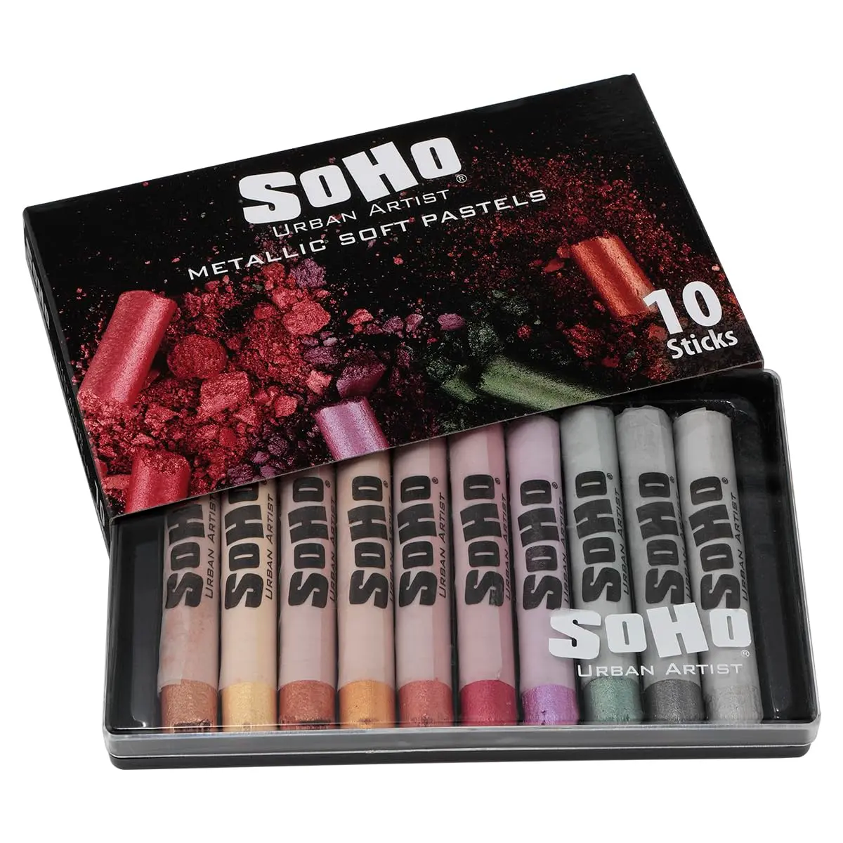 Soho Urban Artist Soft Pastels Set of 10 Iridescent Metallic Colors | Vibrant Pastel Sticks for Art, Drawing, Blending, Layering, Shading - main product image
