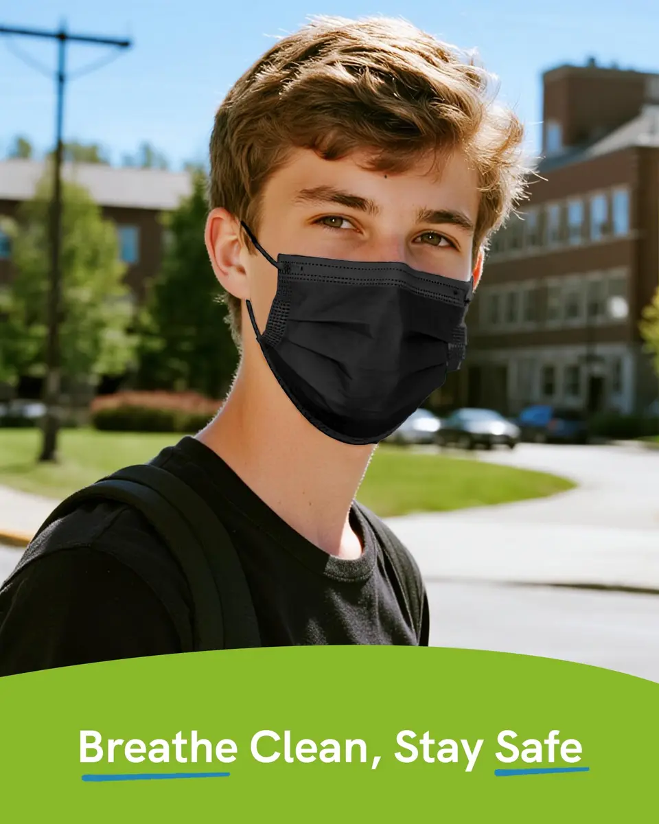 FriCARE Disposable Face Masks for Adults, 3 Ply ASTM Level 3 | Breathable & Comfortable, 50 Pack - view 4