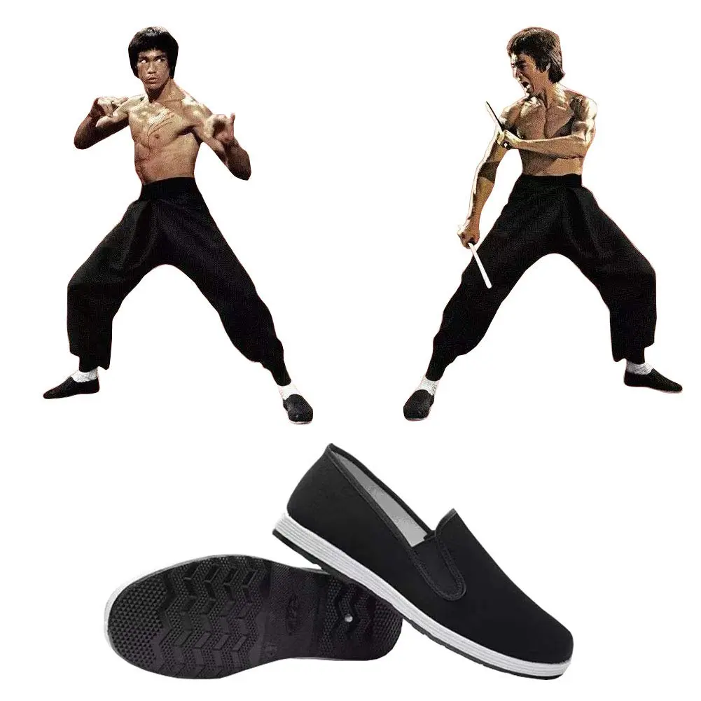ANYWELL Black Martial Arts Shoes Rubber Sole Size 10 | Anti-Slip Canvas for Tai Chi & Kung Fu - view 2