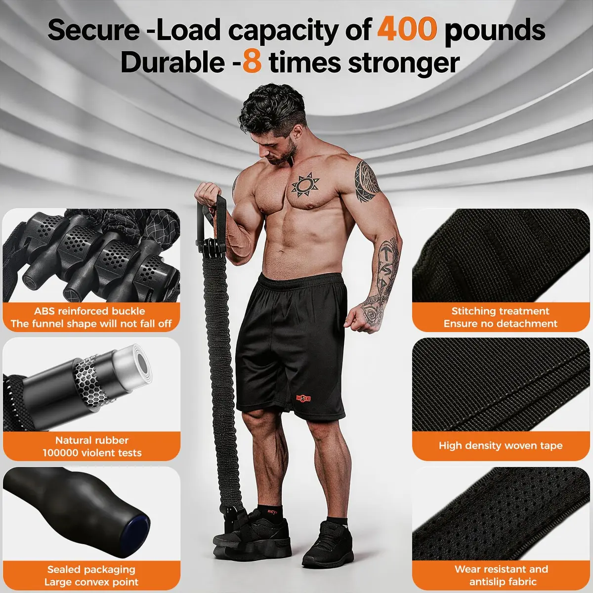 INNSTAR Heavy Duty Resistance Bands for Pull Up Assistance | Adjustable 165-265lbs with Fabric Feet/Knee Rest - view 3