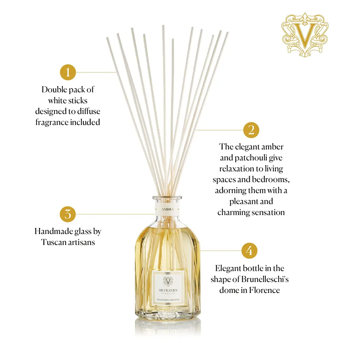 Dr. Vranjes Ambra Diffuser 500 ml | Luxury Italian Home Fragrance with Amber, Patchouli & Sandalwood - view 2