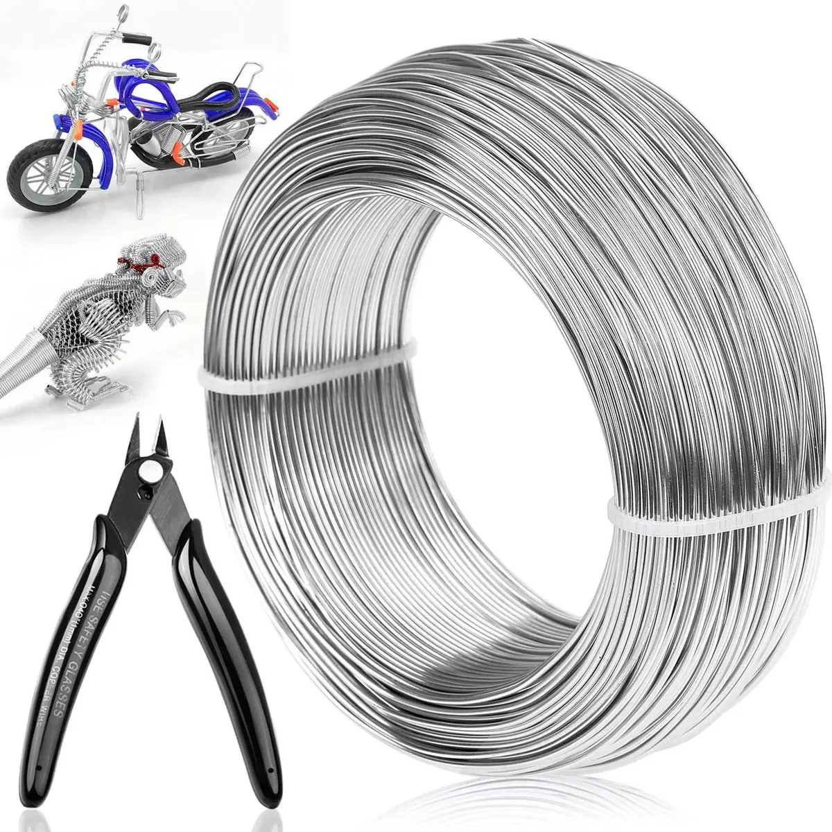 Cruzix 18 Gauge Aluminum Craft Wire 328 FT (100 m) | Bendable Silver Metal Wire for Jewelry Making & Sculpting - main product image