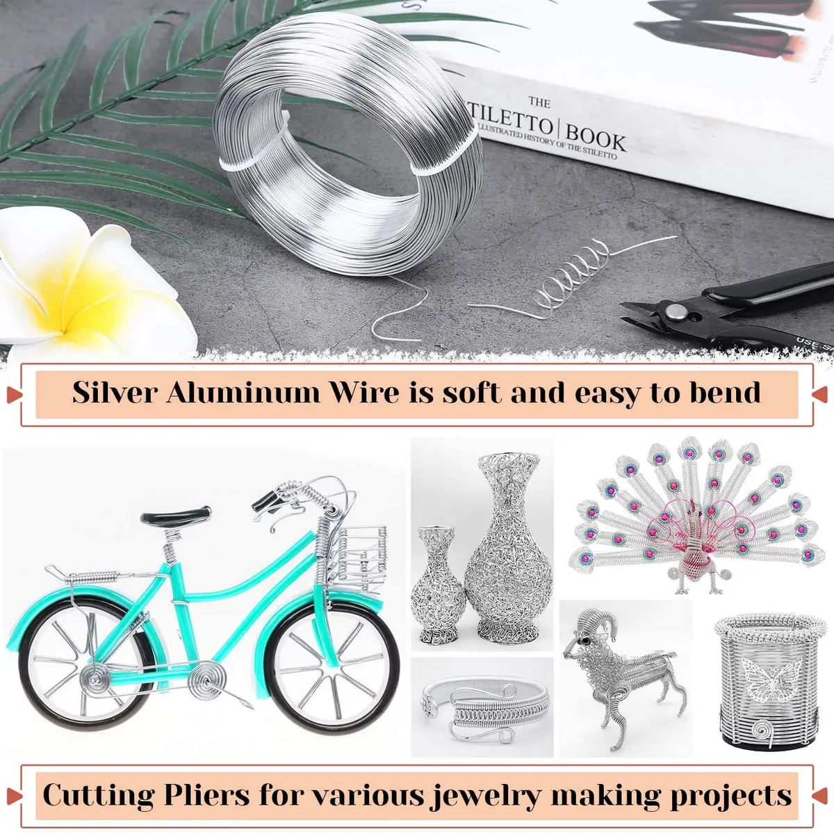 Cruzix 18 Gauge Aluminum Craft Wire 328 FT (100 m) | Bendable Silver Metal Wire for Jewelry Making & Sculpting - view 6