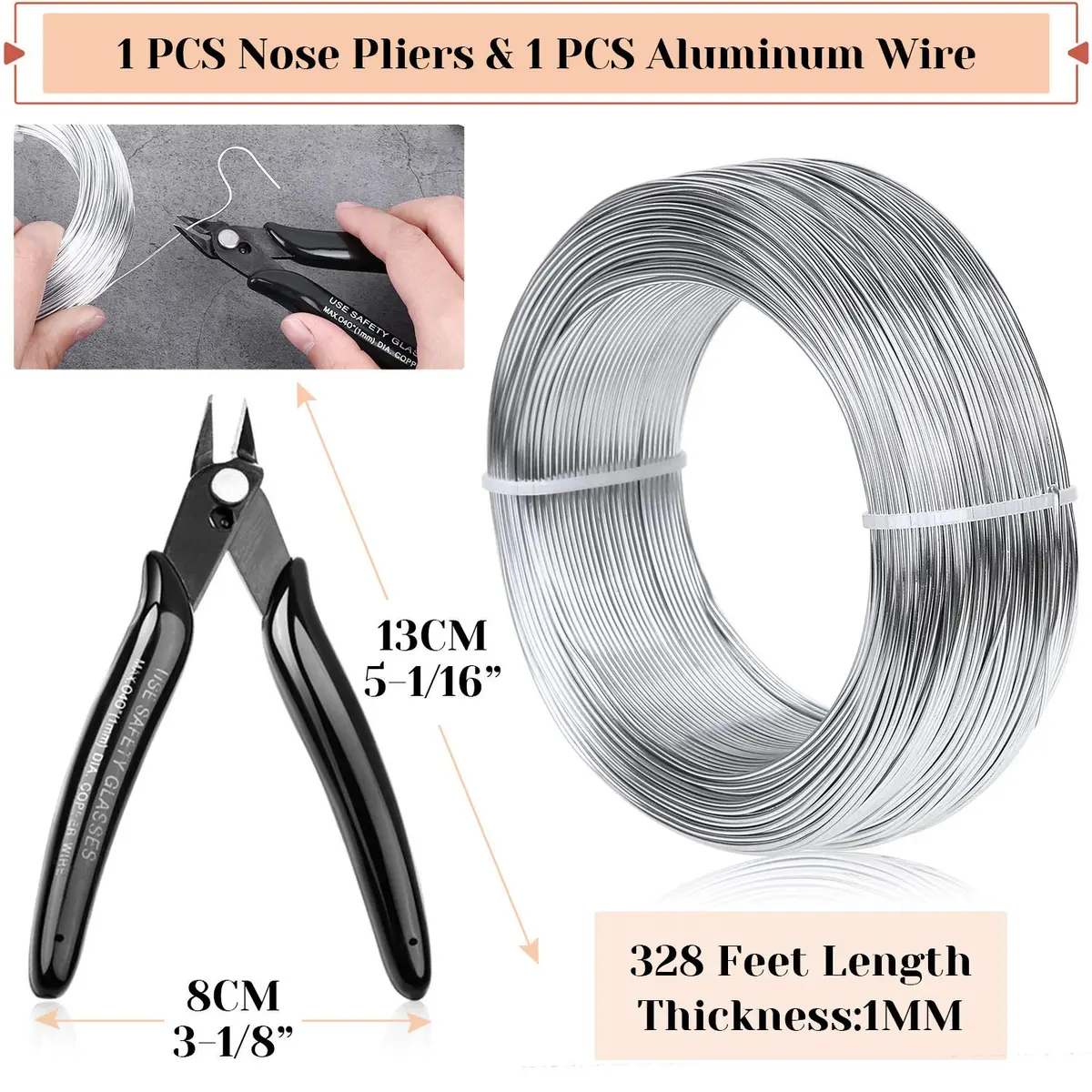 Cruzix 18 Gauge Aluminum Craft Wire 328 FT (100 m) | Bendable Silver Metal Wire for Jewelry Making & Sculpting - view 3
